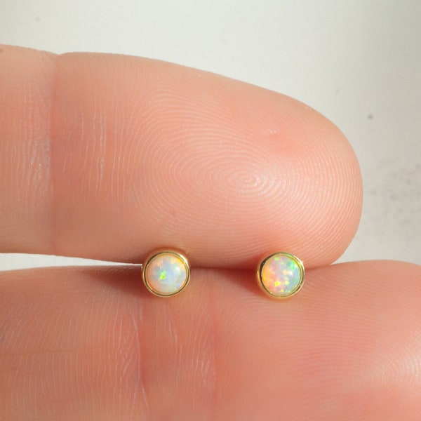 Opal Stud Earrings, Small Studs, Minimalist Earrings, Opal Studs, White Opal Earrings, Gift for Her, October Birthstone, Opal Jewlery