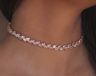 Diamant Choker CZ Choker Fancy Choker Collier Bijoux de bal Bijoux de mariage Cadeau de demoiselle d'honneur En forme de poire Diamant Choker Déclaration Choker