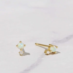 Opal Stud Earrings, Opal Earrings, Stud Earrings, Opal Studs, Opal Jewelry, October Birthstone, Opal, Gift for Her, Dainty Earrings