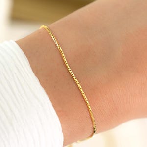 Box Chain Bracelet, Dainty Bracelet, Minimalist Bracelet, Gold Bracelet, Silver Bracelet, Adjustable Bracelet, Gift for Her, Jewelry Set