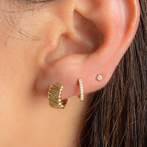 Gold Huggies, Small Hoop Earrings, Small Hoops, Huggie Earrings Sterling Silver Earrings Minimalist Earrings Gift for Her Small Chunky Hoops