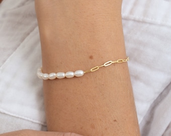 GENUINE Freshwater Pearl Bracelet, Pearl Jewelry, Bridesmaid Gift, Wedding Jewelry, Beaded Pearl Bracelet, Wedding Bracelet, Gift for Her
