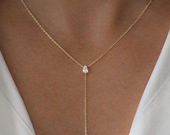 Lariat Necklace, Y Necklace, Dainty Necklace, Diamond Necklace, Minimalist Necklace, Minimalist Jewelry, Long Necklace, Gold Necklace