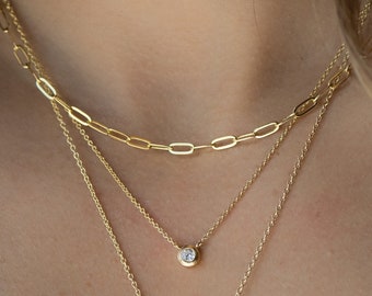 Small Paperclip Necklace, Chain Necklace, Paperclip Necklace, Chain Link Necklace, Gold Chain Necklace, Gold Link Chain, Minimalist Necklace