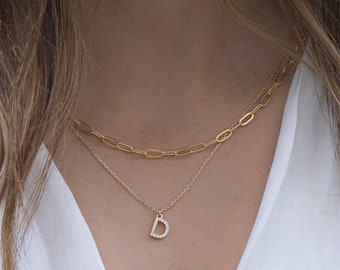 Small Paperclip Necklace, Chain Necklace, Paperclip Necklace, Chain Link Necklace, Gold Chain Necklace, Gold Link Chain, Minimalist Necklace