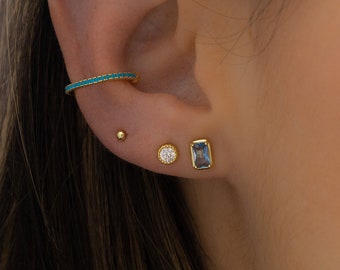 Aquamarine Earrings, March Birthstone, Small Stud Earrings, Aquamarine Jewelry, Gemstone Earrings, Gift for Her, Minimalist Earrings