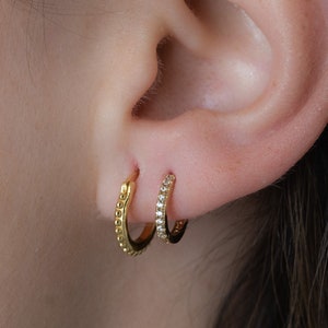 Beaded Hoop Earrings, Ball Hoop Earrings, Small Gold Hoop Earrings, Minimalist Huggie Hoop Earrings, Boho Hoop Earrings, Gold Huggie Hoops,