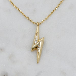 Lightning Bolt Necklace, Dainty Gold Necklace, Lightning Necklace, Bolt Necklace, Lightning Bolt Charm, Delicate Necklace, Gift for Her