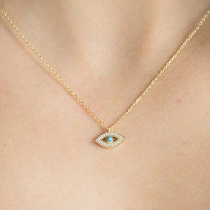 Dainty Evil Eye Necklace, Turquoise Stone Evil Eye Necklace, Protection Necklace, Evil Eye Jewelry, Evil Eye Pendant, Gift for Her