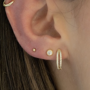 Small Diamond Hoop Earrings, Ear Huggies, Diamond Huggies, Small Hoop Earrings, Gold Hoops, Diamond Hoops, Minimalist Hoop Earrings, Gift