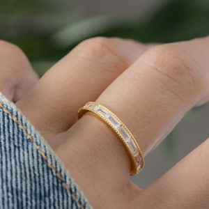 Baguette Ring, Minimalist Ring, Diamond Ring, Stacking Ring, Dainty Ring, Stackable Ring, Gift for Her, Wedding Band, Christmas Gift