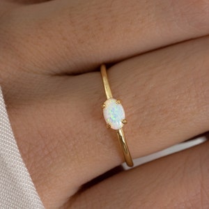 Opal Ring Gold Opal Ring Minimalist Rings Gift for Her Promise Ring Birthstone Ring Rings for Women Sterling Silver Rings Engagement Ring