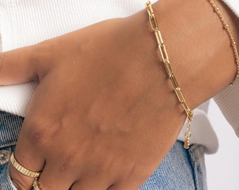 Paperclip Bracelet, Paperclip Chain, Chain Link Bracelet, Layering Bracelet, Gold Chain Bracelet, Chain Bracelet, Link Bracelet Gift for Her