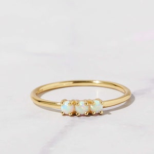 Opal Ring, Opal Stacking Ring, White Opal Ring, Gold Opal Ring, Dainty Opal Ring, Delicate Opal Ring, Minimalist Ring, Gift for Her