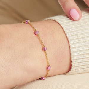 Beaded Bracelet, Ruby Bracelet, Gold Bracelet, Diamond Bracelet, Gift for Her, Dainty Bracelet, Minimalist Bracelet, Stacking Bracelet