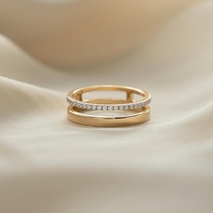 Double Band Ring, Dainty Ring, Wedding Band, Stacking Ring, Minimalist Ring, Christmas Gift for Her, Gold Ring, Silver Ring, Diamond Ring