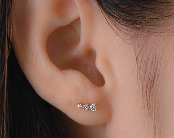 CZ Ear Climber, Ear Crawler, Stud Earrings, Dainty Ear Climber, Cartilage Ear Climber, Stud Earrings, Gift for her, Small Stud Earrings