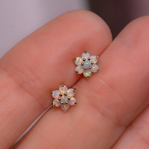 Opal Stud Earrings Small Studs Dainty Studs Minimalist Earrings Opal Studs White Opal Earrings Gift for Her October Birthstone