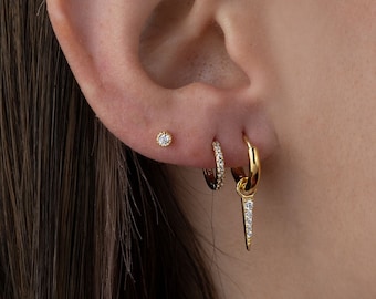 Huggie Spike Earrings, Small Gold Hoop Earrings, Spike Hoop Earrings, Dainty Gold Hoops, Gold Hoop Earrings, Silver Hoop Earrings