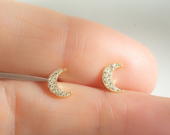 Moon Earrings, Gold Crescent Moon Stud Earrings, Sailor Moon Stud Earrings, Half Moon Studs Gold, 14k Gold Filled Moon Earrings Moon