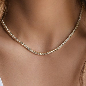 Tennis Necklace, Diamond Necklace, Bridal Jewelry, Wedding Necklace, Bridal Necklace, Gift for Her, Layering Necklace, CZ Tennis Necklace image 1