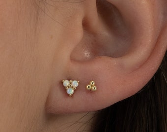 Opal Gold Studs, Opal Stud Earrings, White Opal Studs, Silver Studs, Opal Earrings, Tiny Gold Studs, Gold Stud Earrings, October Birthstone