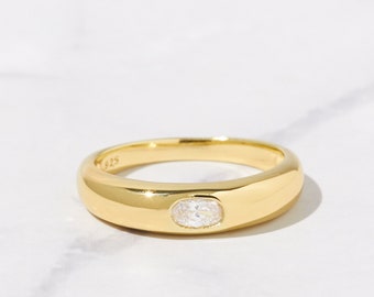 Anillo de cúpula minimalista, anillo de oro, anillo grueso, anillo de declaración, anillo de sello, anillo delicado, anillo minimalista, anillo apilable, regalo para ella