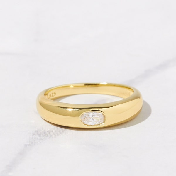 Bague dôme minimaliste, bague en or, grosse bague, bague tendance, chevalière, bague délicate, bague minimaliste, bague empilable, cadeau pour elle