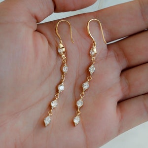 Dangle Earrings, Diamond Earrings, Dainty CZ Earrings, Statement Earrings, Gold Earrings, Silver Earrings, Minimalist Jewelry