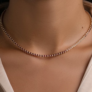 Ruby Necklace, Bezel Set Tennis Necklace, Birthstone Jewelry, Gemstone Jewelry