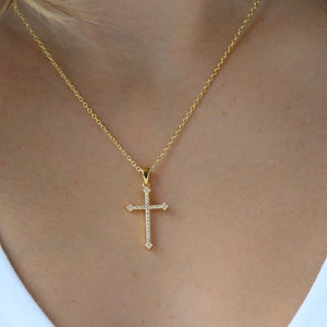 Cross Necklace, Cross Pendant, Gold Cross Necklace, Dainty Cross Necklace, Religious Necklace, Gift for Her, Christmas Gift