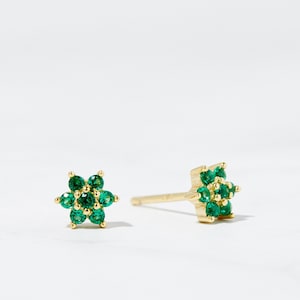 Emerald Stud Earrings, Emerald Earrings, Stud Earrings, Dainty Stud Earrings, Small Stud Earrings Emerald Studs May Birthstone, Gift for Her