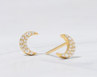 Moon Earrings, Gold Crescent Moon Stud Earrings, Sailor Moon Stud Earrings, Half Moon Studs Gold, 14k Gold Filled Moon Earrings Moon Stud
