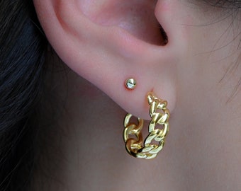 Chain Hoop Earrings, Gold Hoop Earrings, Hoop Earrings, Chain Earrings, Hoop Earrings, Minimalist Hoop Earrings, Chain Hoops, Gift for Her