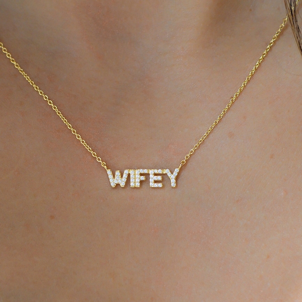 Wifey Necklace, Bride Gift, Engagement Gift, Bridal Necklace, Anniversary Gift, Mrs Necklace, Bridal Shower Gift, Gift for Bride