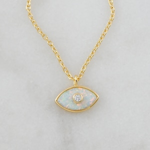 Opal Necklace, Dainty Necklace, Evil Eye Necklace, Opal Jewelry, Minimalist Necklace, Gold Opal Necklace, White Opal Necklace, Gift for Her