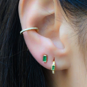 Emerald Studs, Emerald Earrings, Stud Earrings, Baguette Studs, Emerald Stud Earring, Birthstone Earrings, Green Earrings, Baguette Earrings image 1