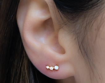 Opal Gold Studs, Opal Stud Earrings, White Opal Studs, Silver Studs, Opal Earrings, Tiny Gold Studs, Gold Stud Earrings, October Birthstone