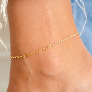 Dainty Paperclip Anklet, Ankle Bracelet, Chain Anklet, Gold Anklet, Sterling Silver Ankle Bracelet, Summer Jewelry, Gift for Her, Minimalist