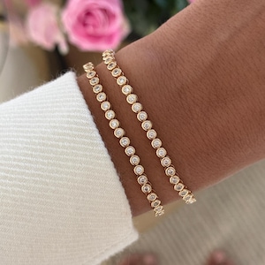 Tennis Bracelet, Gold Tennis Bracelet, Cubic Zirconia Tennis Bracelet, Dainty Bracelet, Diamond Bracelet, Gift for Her, Minimalist Bracelet