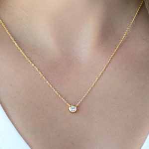 Solitaire Necklace, Dainty Bezel Necklace, Diamond Necklace, Dainty Necklace, Layering Necklace, Gift for her, Christmas Gift