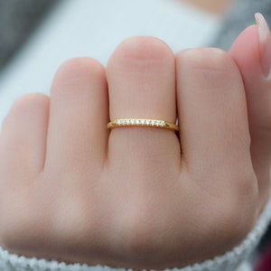 Simple CZ Band, Dainty Stacking Ring, Gold Minimalist Ring, CZ Ring, Diamond Ring, Sterling Silver Ring, Dainty Ring, Delicate Ring, Gift