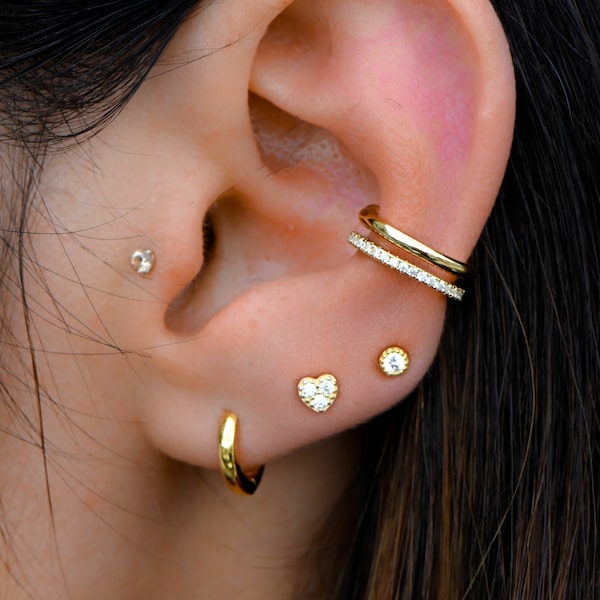 Tiny Heart Stud Earrings, Tiny Studs, Tiny Ear Studs ,Minimalist Earrings, Heart Earrings, Tiny Stud Earrings, Dainty Earrings, Gift for Her