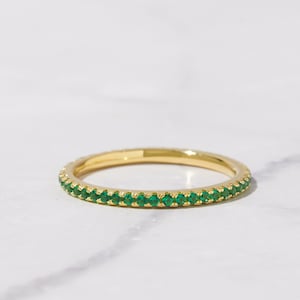 Dainty Emerald Stacking Eternity Ring Gold Minimalist Ring Emerald Ring Simple Ring Silver Ring Gift for Her Delicate Ring Eternity Band image 1