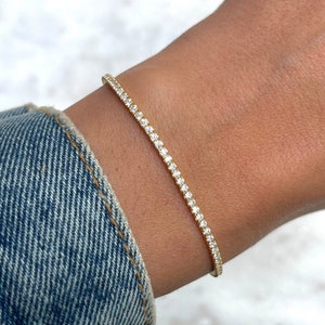 Tennis Bracelet, Gold Tennis Bracelet, Cubic Zirconia Tennis Bracelet, Dainty Bracelet, Diamond Bracelet, Gift for Her, Minimalist Bracelet