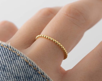 Dainty Ring, Beaded Ring, Stacking Rings, Gold Minimalist Ring, Stackable Rings, Sterling Silver Ring, Rings, Dainty Stacking Rings,