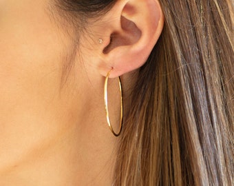 43mm Hoop Earrings Gold Hoop Earrings Dainty Hoop Earrings Minimalist Gold Hoops Silver Hoop Earrings Medium Sized Hoops Christmas Gift