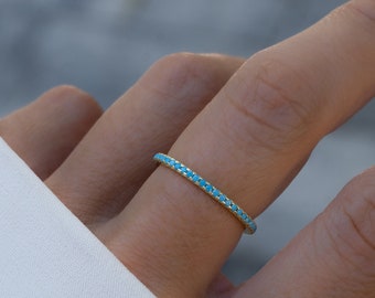 Turquoise Eternity Ring, Turquoise Ring, Dainty Ring, Turquoise Jewelry, Dainty Ring, Stacking Ring, Everyday Ring, Gift for Her