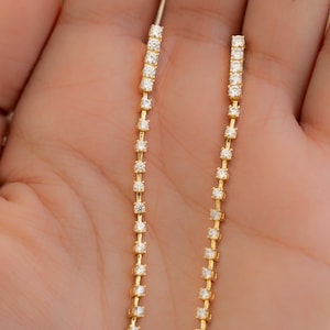 Long Dangle Earrings, Drop Earrings, Diamond Earrings, Bridal Earrings, Wedding Jewelry, Gift for Her, Wedding Earrings