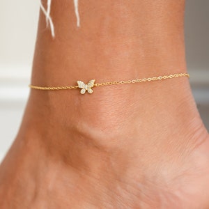 Delicate Butterfly Anklet, Dainty Butterfly Ankle Bracelet, Minimalist Butterfly Anklet, Beach Jewelry, Summer Jewelry, Charm Anklet, Gift